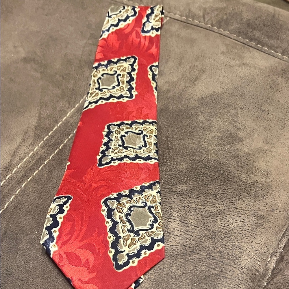 Pierre Cardin Red and Gold Geometric Tie